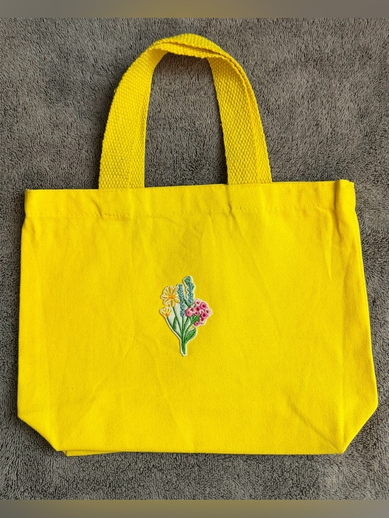 Handbags - Reusable Canvas Gift Bag - Yellow Floral Canvas Tote Bag